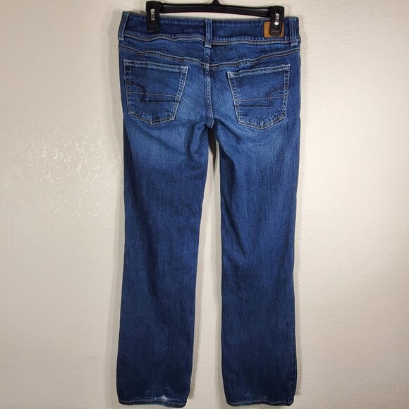 American Eagle Outfitters Womens Slim Boot Jeans Size 8 Long Stretch Blue Denim - Picture 10 of 13